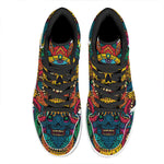 Psychedelic Skull Print High Top Leather Sneakers