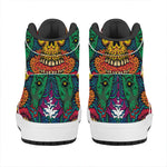 Psychedelic Skull Print High Top Leather Sneakers