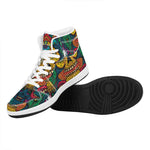 Psychedelic Skull Print High Top Leather Sneakers