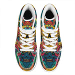 Psychedelic Skull Print High Top Leather Sneakers
