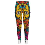 Psychedelic Skull Print High-Waisted Pocket Leggings