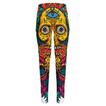 Psychedelic Skull Print High-Waisted Pocket Leggings