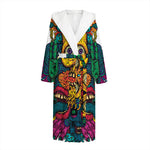 Psychedelic Skull Print Hooded Bathrobe