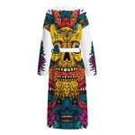 Psychedelic Skull Print Hooded Bathrobe