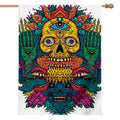 Psychedelic Skull Print House Flag