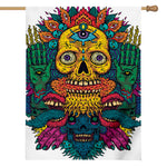 Psychedelic Skull Print House Flag
