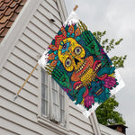 Psychedelic Skull Print House Flag