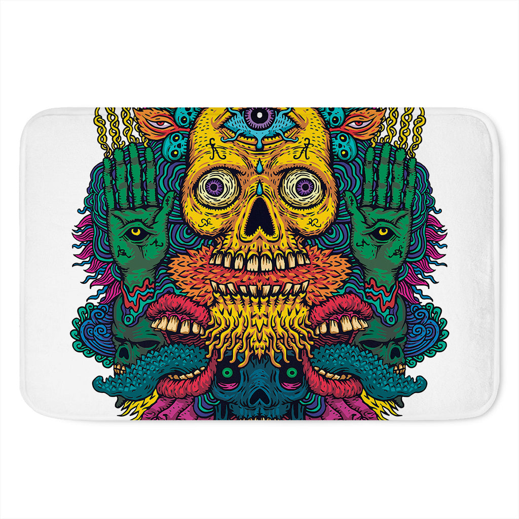 Psychedelic Skull Print Indoor Door Mat