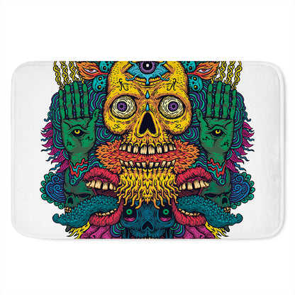 Psychedelic Skull Print Indoor Door Mat
