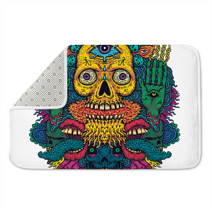 Psychedelic Skull Print Indoor Door Mat