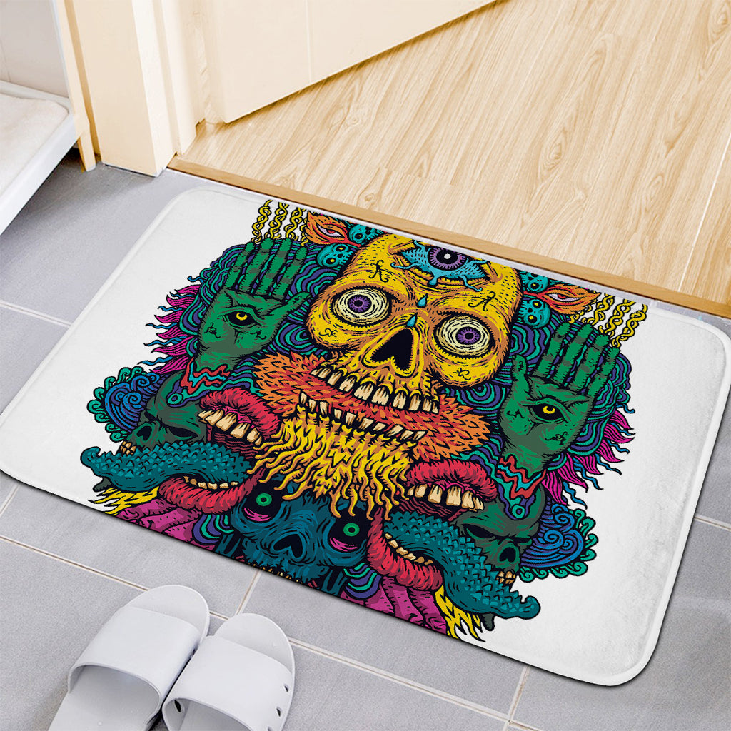 Psychedelic Skull Print Indoor Door Mat