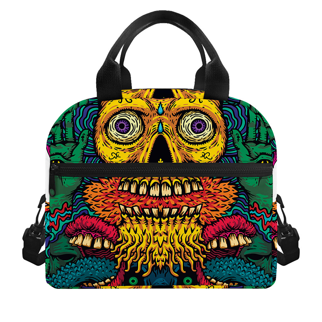 Psychedelic Skull Print Insulated Lunch Bag