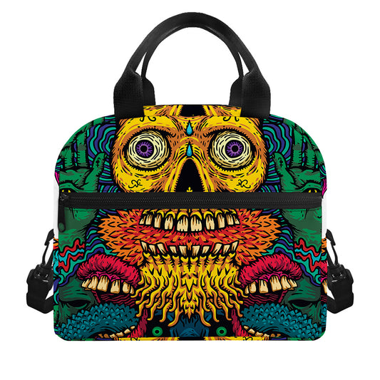 Psychedelic Skull Print Insulated Lunch Bag