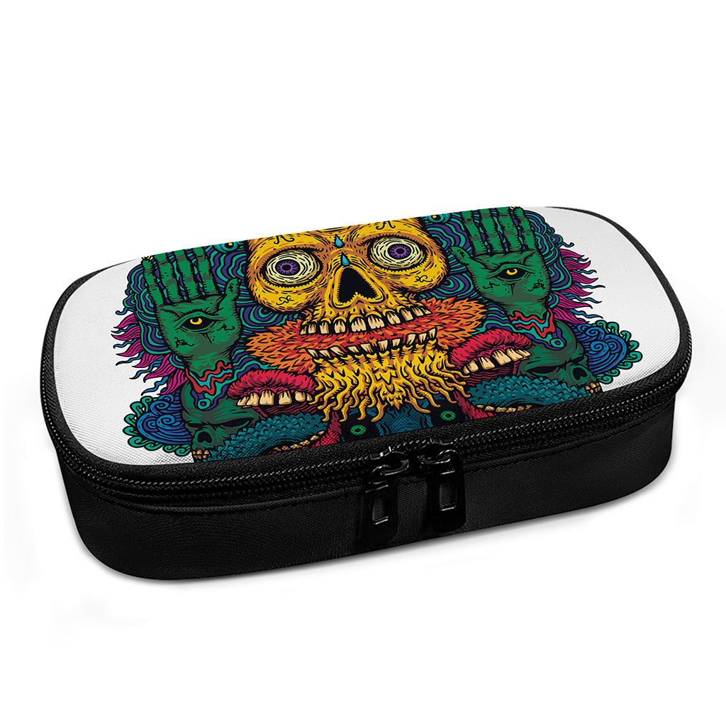 Psychedelic Skull Print Insulin Cooler Travel Case