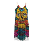 Psychedelic Skull Print Jersey Midi Cami Dress