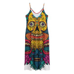 Psychedelic Skull Print Jersey Midi Cami Dress