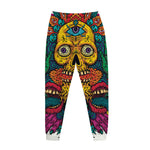 Psychedelic Skull Print Jogger Pants