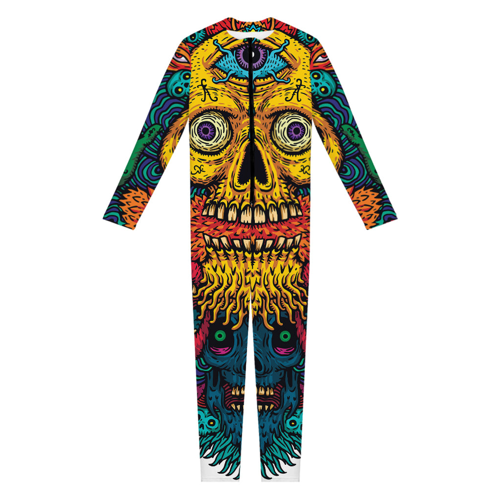 Psychedelic Skull Print Jumpsuit