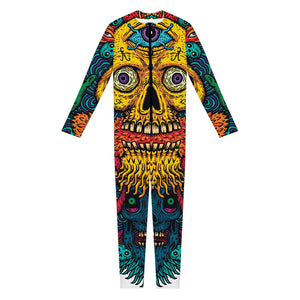 Psychedelic Skull Print Jumpsuit