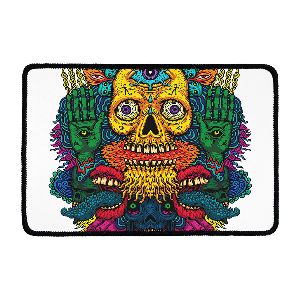 Psychedelic Skull Print Kitchen Mat