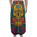 Psychedelic Skull Print Lantern Pants