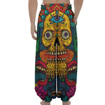 Psychedelic Skull Print Lantern Pants