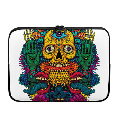Psychedelic Skull Print Laptop Sleeve
