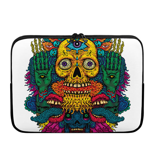 Psychedelic Skull Print Laptop Sleeve