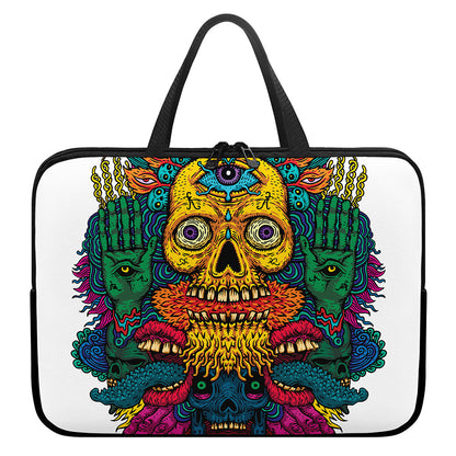 Psychedelic Skull Print Laptop Sleeve With Handle