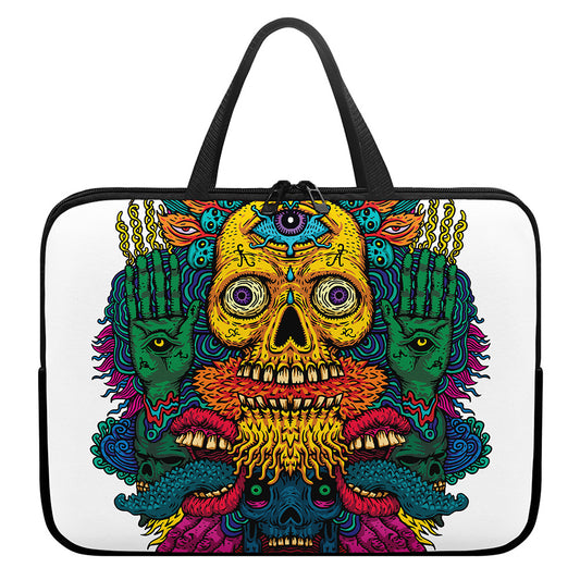 Psychedelic Skull Print Laptop Sleeve With Handle