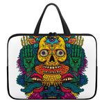 Psychedelic Skull Print Laptop Sleeve With Handle