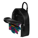 Psychedelic Skull Print Leather Backpack