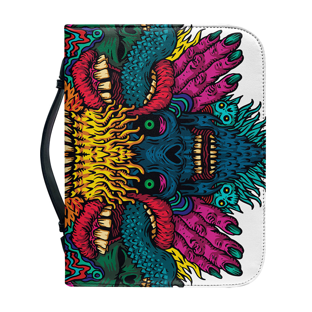 Psychedelic Skull Print Leather Bible Cover