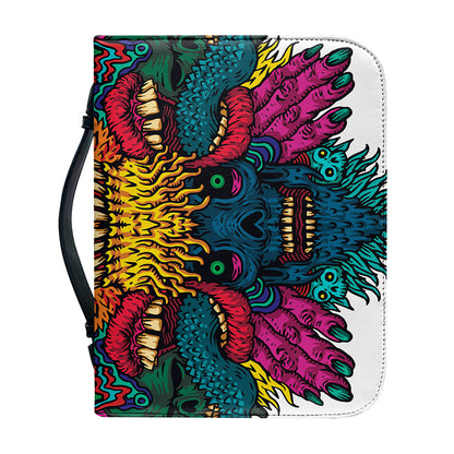 Psychedelic Skull Print Leather Bible Cover