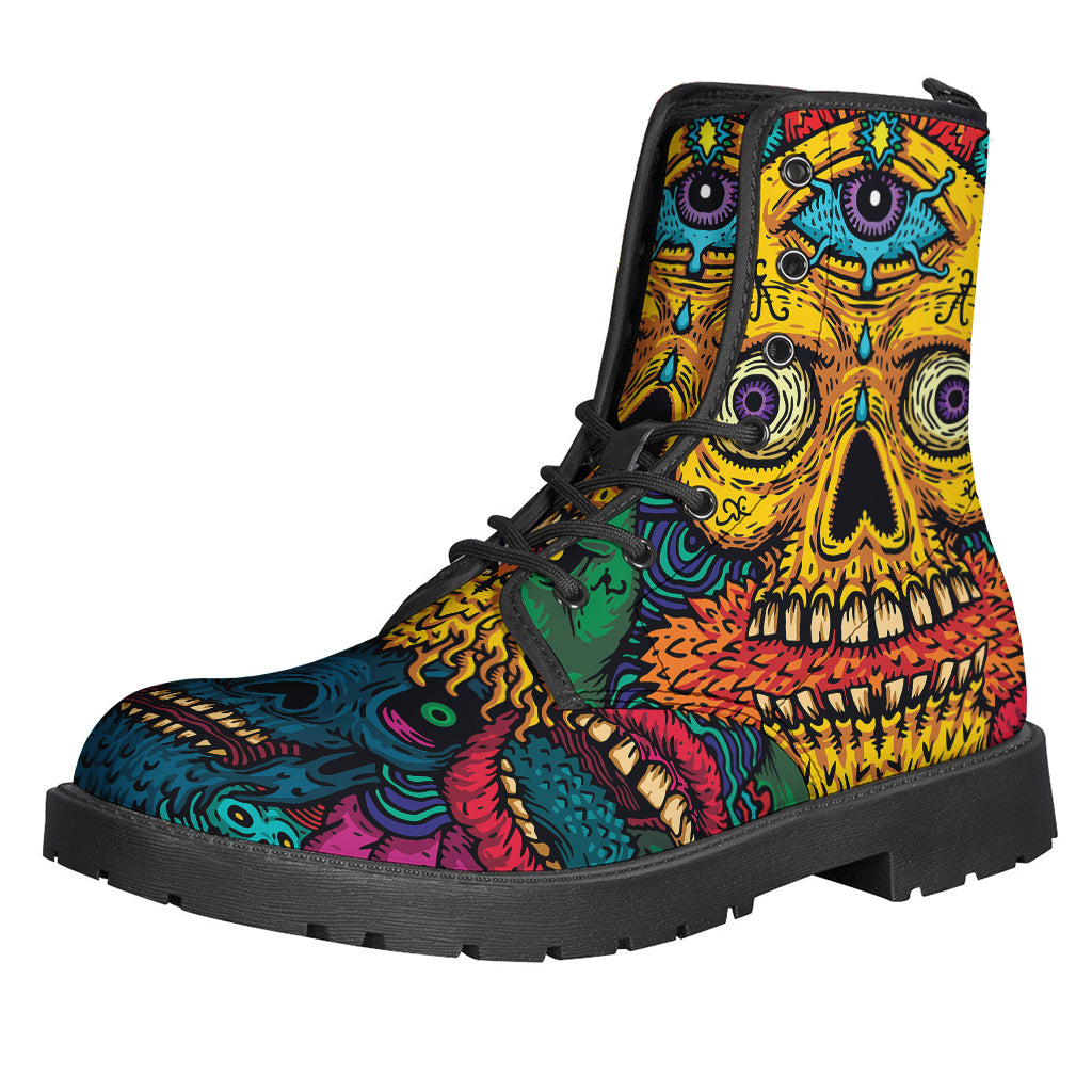 Psychedelic Skull Print Backpack