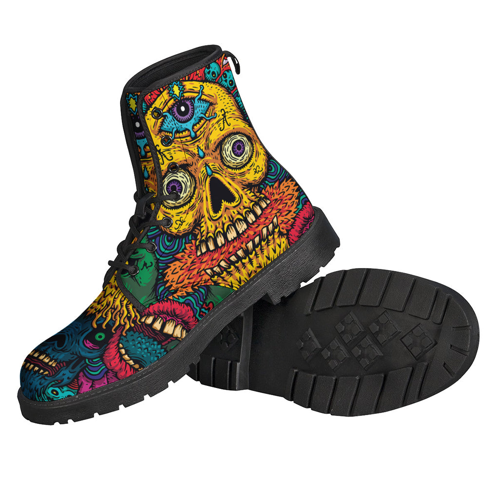 Psychedelic Skull Print Backpack