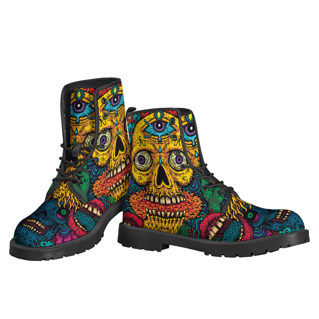 Psychedelic Skull Print Backpack