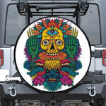 Psychedelic Skull Print Leather Spare Tire Cover