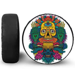 Psychedelic Skull Print Leather Spare Tire Cover