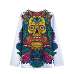 Psychedelic Skull Print Long Sleeve Short Coat