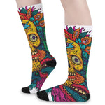 Psychedelic Skull Print Long Socks
