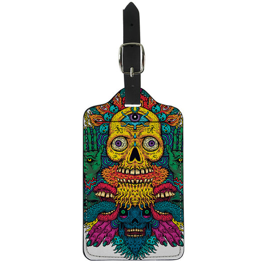 Psychedelic Skull Print Luggage Tag