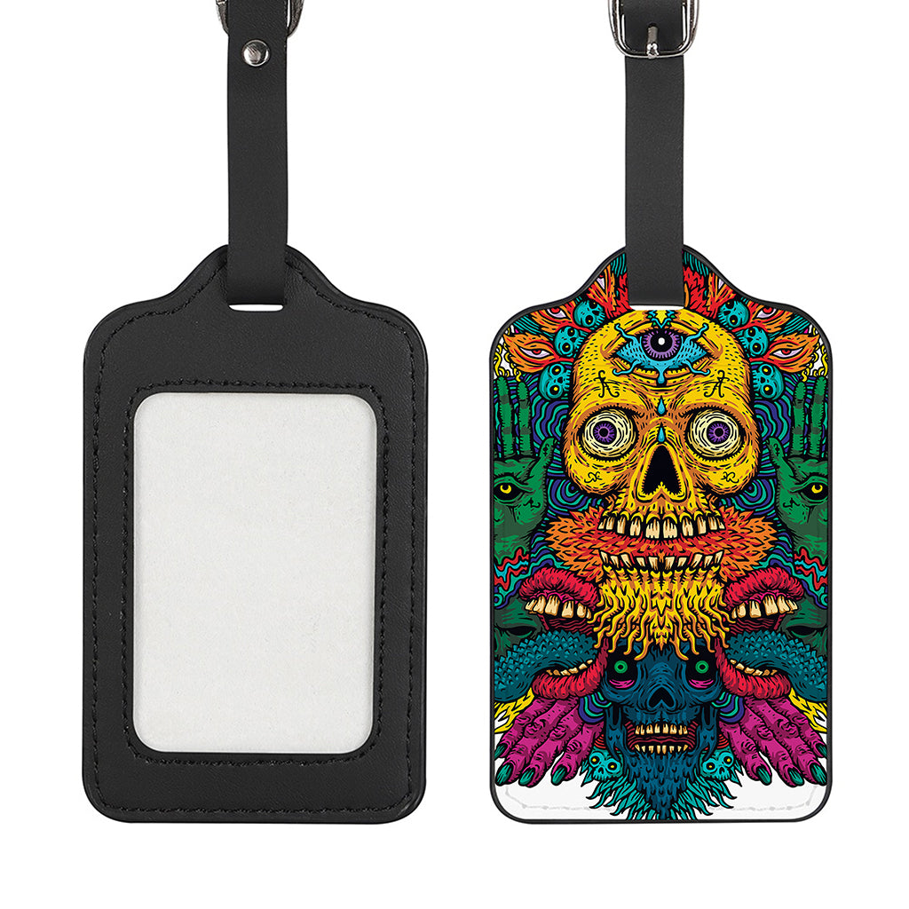 Psychedelic Skull Print Luggage Tag