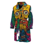 Psychedelic Skull Print Men's Bathrobe