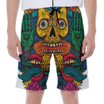 Psychedelic Skull Print Men's Beach Shorts