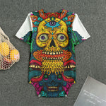 Psychedelic Skull Print Men's Bodysuit