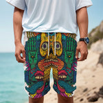 Psychedelic Skull Print Men's Cargo Shorts
