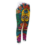 Psychedelic Skull Print Men's Compression Pants