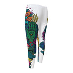 Psychedelic Skull Print Men's Compression Pants