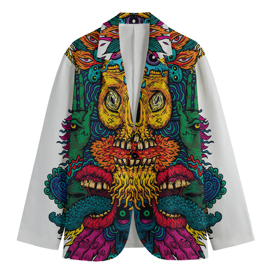 Psychedelic Skull Print Men's Cotton Blazer